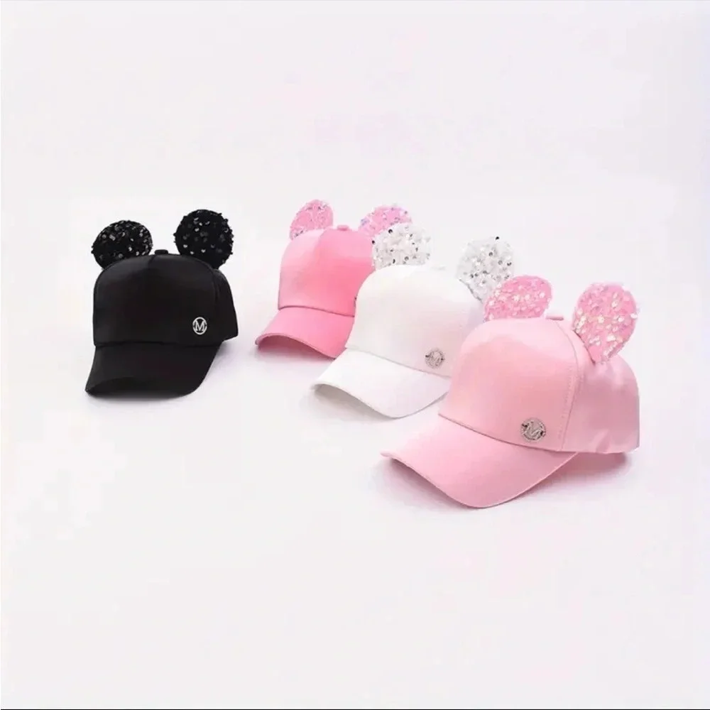 Disney Minnie Mouse Light Pink Baseball Hat Rhinestone Ears NWT